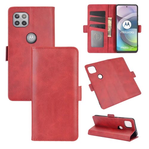 Para Motorola Moto G 5G Estuche de cuero con tapa horizontal con hebilla magnética de doble cara con soporte, ranuras para tarjetas y billetera (rojo)