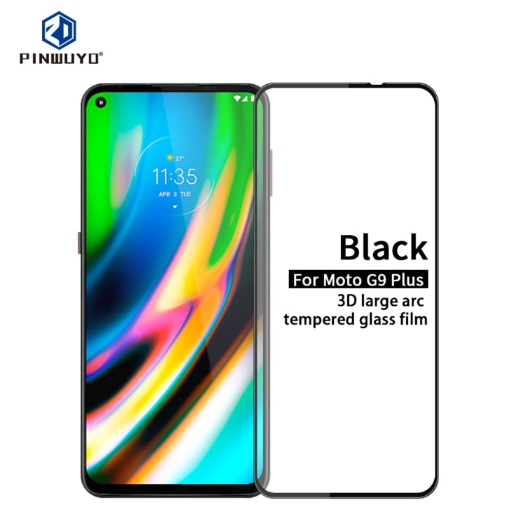 Para Motorola Moto G9 Plus PINWUYO 9H Película de vidrio templado a prueba de explosiones de pantalla completa curvada 3D (negro)