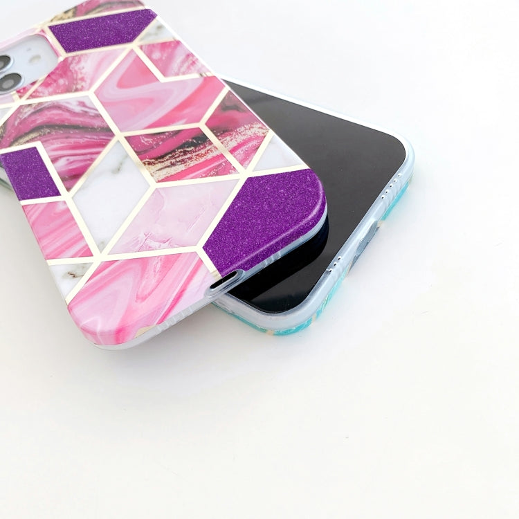 Caja de teléfono TPU para iPhone 12 Pro Max Glitter Powder Mármol Galvanizado (Blanco)