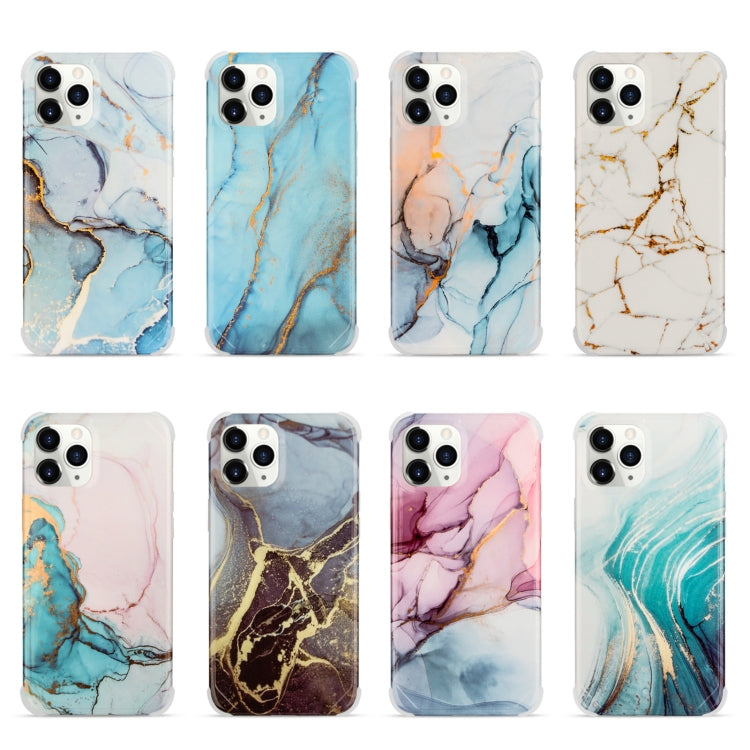 Funda para iPhone 12 Pro Max Four Corners Anti-Shattering Flow Gold Marble Imd (Sky Blue)