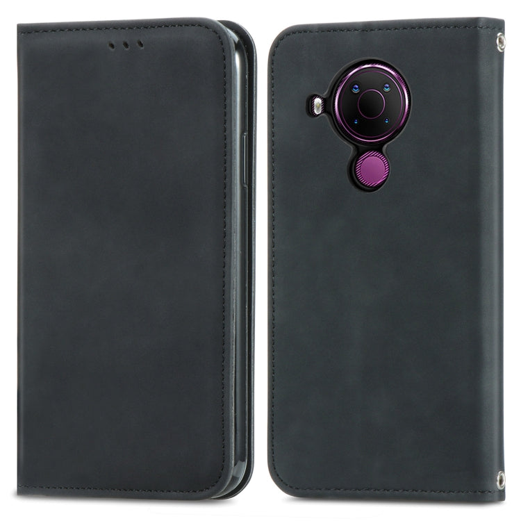 Para Nokia 5.4 Retro Skin Feel Business Funda de cuero con tapa magnética horizontal con soporte, ranuras para tarjetas, billetera y marco de fotos
