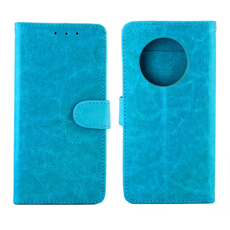 Funda protectora con tapa horizontal de cuero con textura de caballo loco para Huawei Mate 40 con soporte y ranuras para tarjetas, billetera y marco de fotos (azul claro)