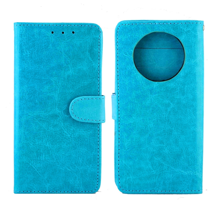 Para Huawei Mate40 Pro / Mate40 Pro + Funda protectora con tapa horizontal de cuero con textura de caballo loco con soporte y ranuras para tarjetas y billetera y marco de fotos (azul claro)