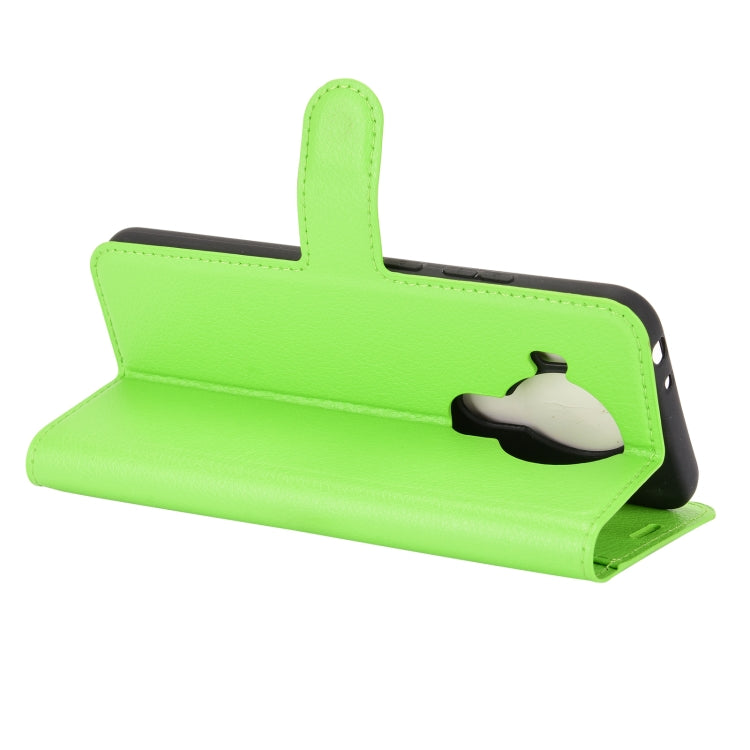 Para Nokia 5.4 Funda protectora con tapa horizontal con textura de litchi con soporte, ranuras para tarjetas y billetera (verde)