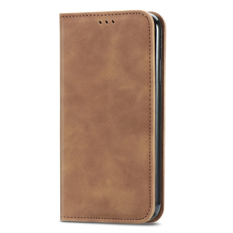Para Huawei Nova 8 SE Retro piel Sienta Business Magnetic Horizontal Flip Funda de cuero con soporte y ranuras para tarjetas y marco de fotografía (marrón)
