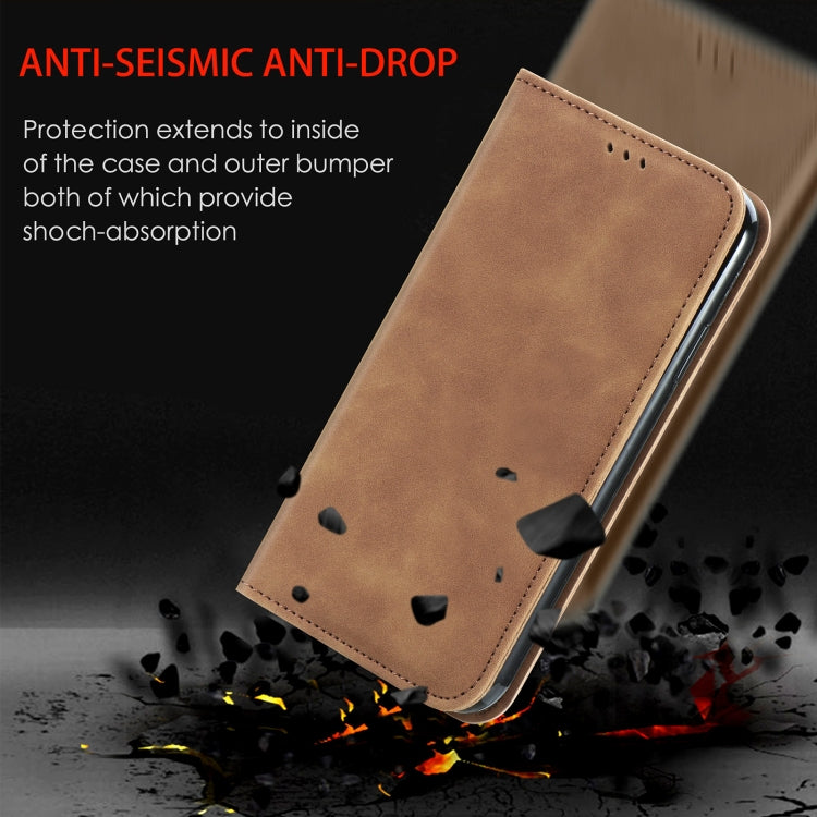 Para Huawei Nova 8 SE Retro piel Sienta Business Magnetic Horizontal Flip Funda de cuero con soporte y ranuras para tarjetas y marco de fotografía (marrón)