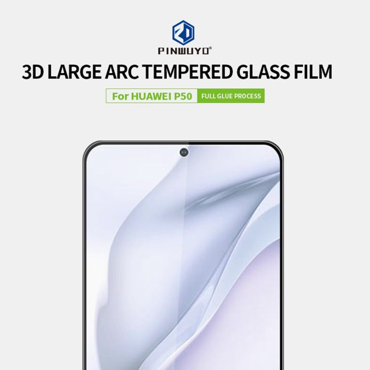 Para Huawei P50 PINWUYO 9H CINTURA CURVA CURDADA 3D PELÍCULA DE VIDRIO A prueba de explosiones (Negro)