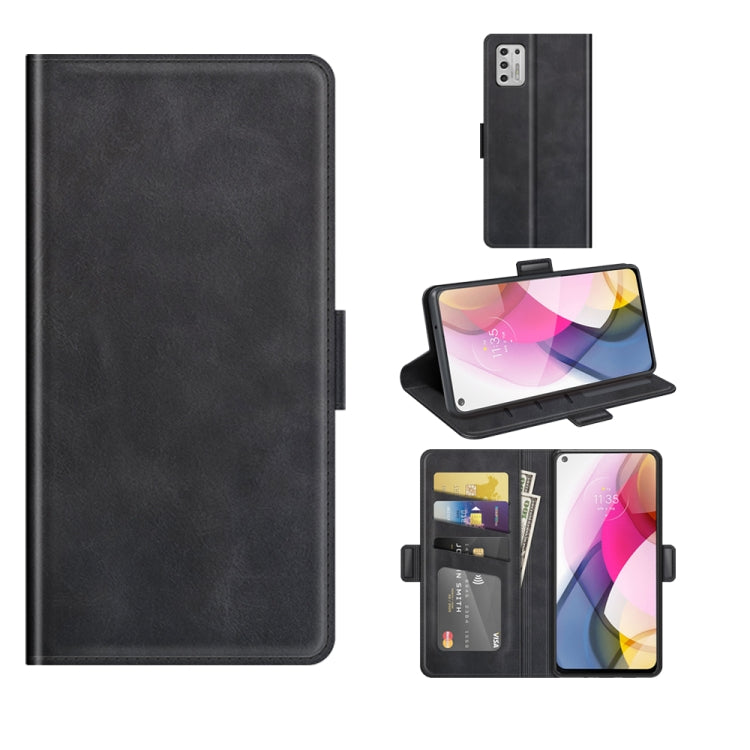Para Motorola Moto G Stylus 2021 Hebilla magnética de doble lado Doble Funda de cuero Horizontal Flip con soporte y ranuras para tarjetas y billetera (Negro)