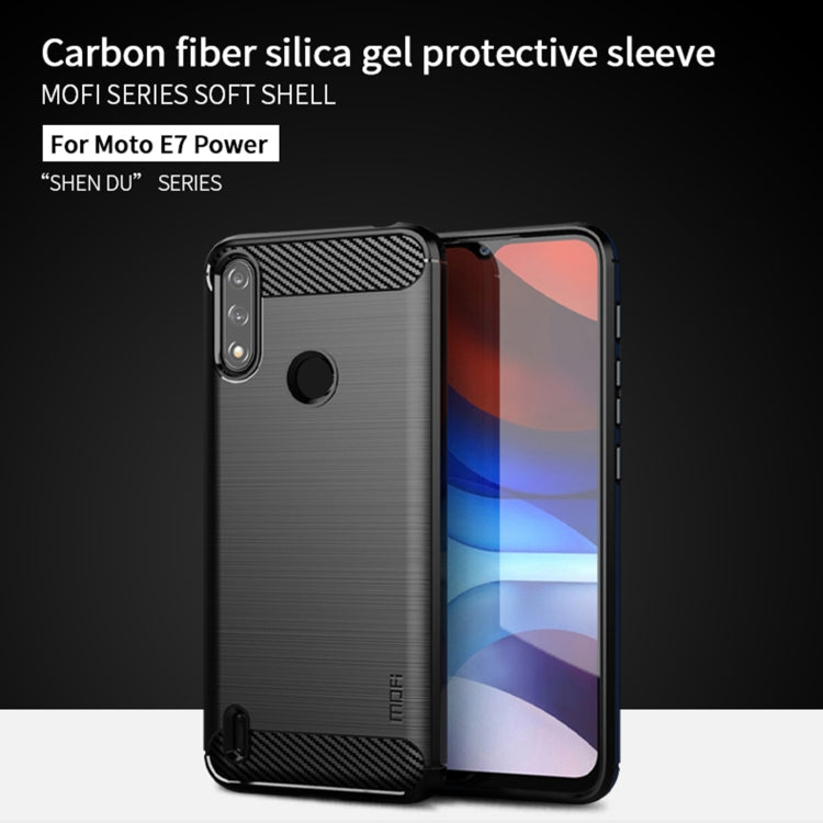 Para Motorola Moto E7 Power MOFI Gentleness Series Textura cepillada Fibra de carbono Soft TPU Case (rojo)