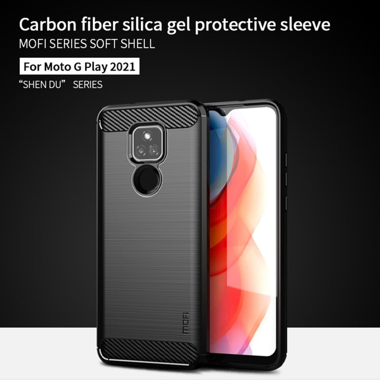 Para Motorola Moto G Play 2021 Mofi Gentleness Series Textura cepillada Fibra de carbono Soft TPU Case (Azul)
