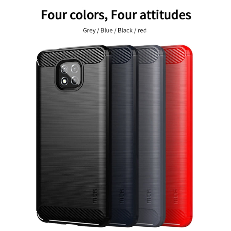 Para Motorola Moto G Power 2021 MOFI Serie de gentileza Textura cepillada Fibra de carbono Soft TPU Case (Negro)