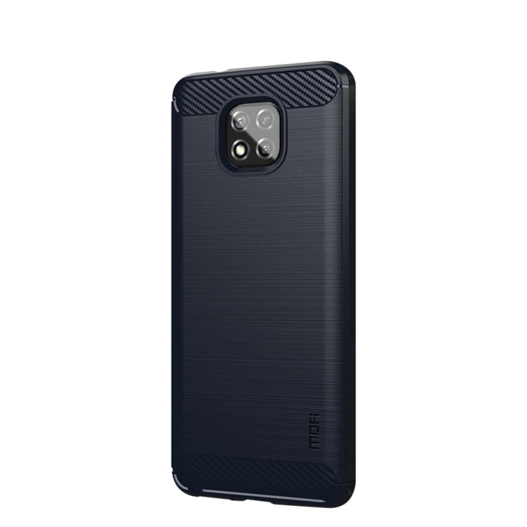 Para MOTOROLA MOTO G POWER 2021 MOFI Serie de gentileza Textura cepillada Fibra de carbono Soft TPU Caso (azul)