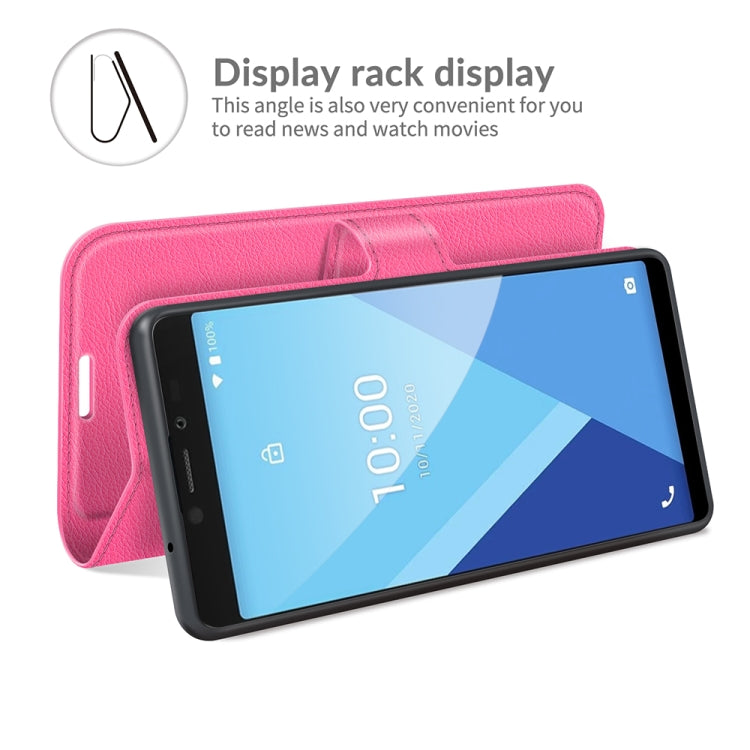 Funda Protectora para Wiko Y51 Litchi Texture Horizontal Flip con Soporte y Billetera (Rose Rojo)