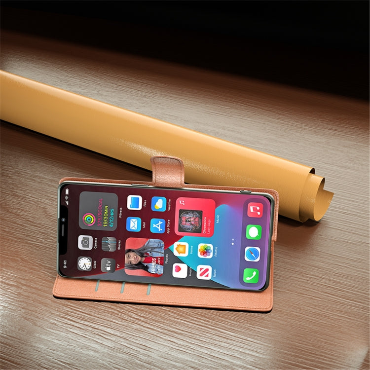 Funda Protectora Flip Horizontal Wiko Y62 R64 con Soporte, Ranuras para Tarjetas y Marco de Fotografía (Marrón)