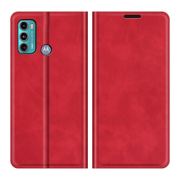 Para Motorola Moto G60 / G40 Fusion Retro-Skin Business Succión magnética de succión magnética con soporte y tragamonedas y billetera (rojo)