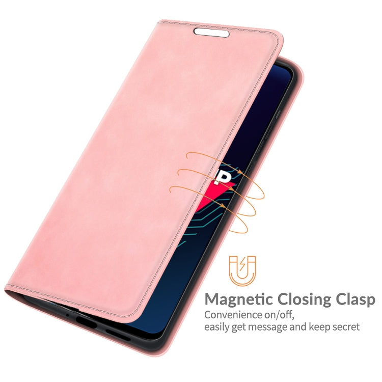 Funda de Cuero Magnética para Wiko Power U30 con Soporte, Tragamonedas y Billetera (Rosa)