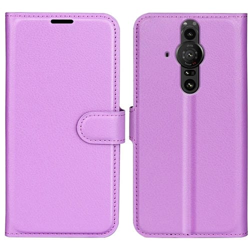 Para Sony Xperia Pro-I Litchi Texture Horizontal Flip Funda protectora con soporte y tragamonedas y billetera (púrpura)
