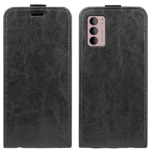 Para Motorola Moto G42 R64 Textura Case de teléfono de cuero vertical vertical (negro)