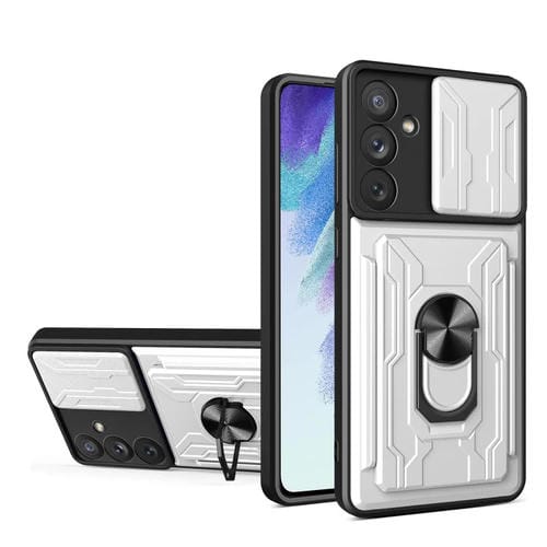 Funda Deslizante Samsung Galaxy A54 5G Camshield con Ranura para Tarjeta (Plata)