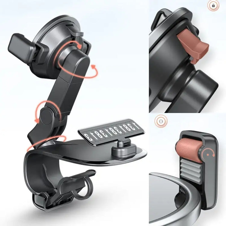 088 con Señal de Teléfono de Estacionamiento, Soporte para Teléfono Celular con Rotación de 360 Grados para Tablero de Coche (Negro) - MOVILSTORE