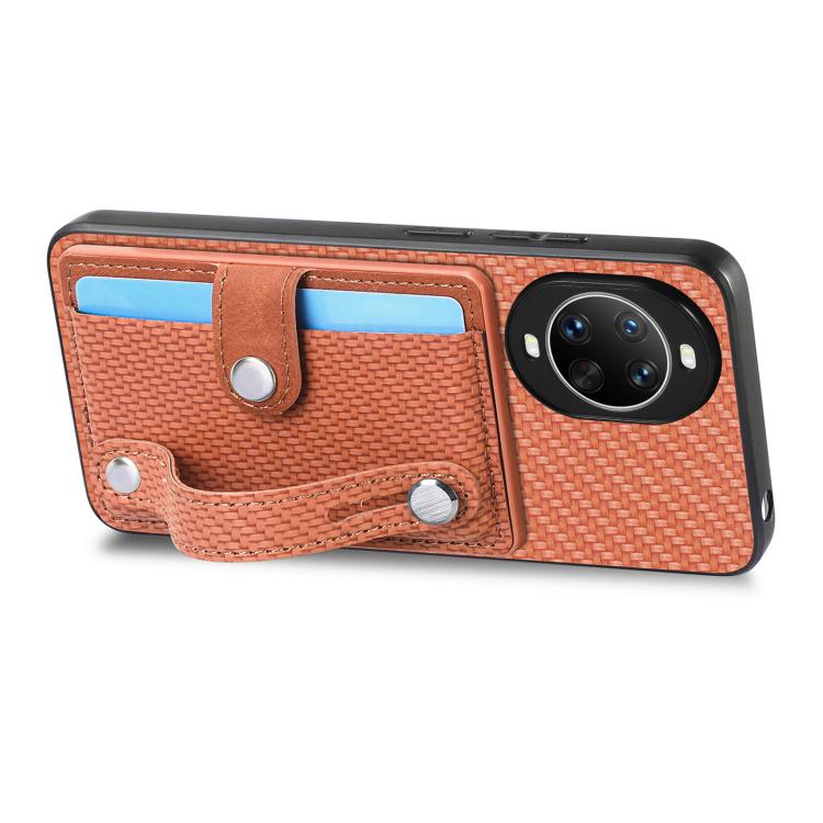 Funda trasera con soporte para tarjeta y correa para Huawei Nova 14, incluye cuchillo (marrón)