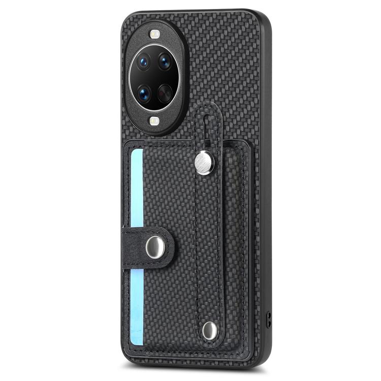 Funda trasera para Huawei nova 14 Pro con correa de muñeca, soporte para tarjetas, billetera y cuchillo (negro)