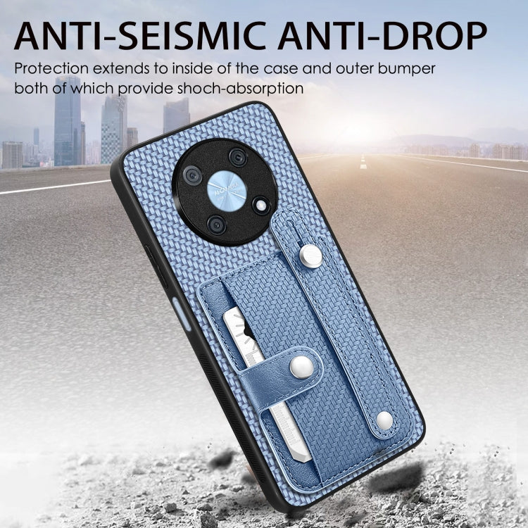 Funda trasera con soporte para tarjeta y correa para Huawei Nova 14, incluye cuchillo (azul)