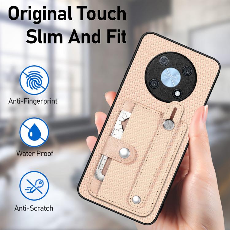 Funda trasera con soporte para tarjeta y correa para Huawei Nova 14, incluye cuchillo (azul)