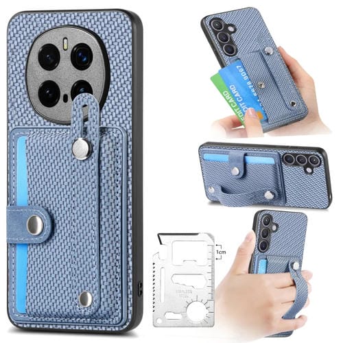 Funda para Teléfono Honor Magic7 Pro con Soporte, Pulsera, Tarjetero y Cuchillo (Azul)