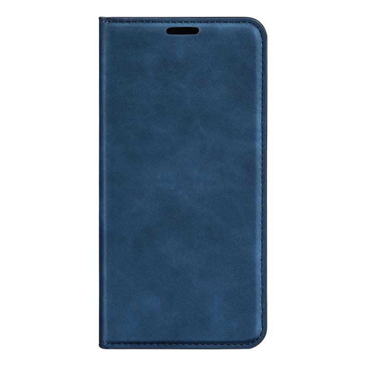 Funda de Cuero con Ventosa Magnética para iPhone 16E Retro-Skin (Azul Oscuro)