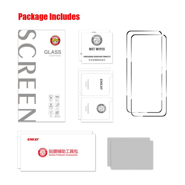 2 películas de vidrio templado ENKAY Hat-Prince con pegamento completo de aluminio y silicio para Samsung Galaxy M56