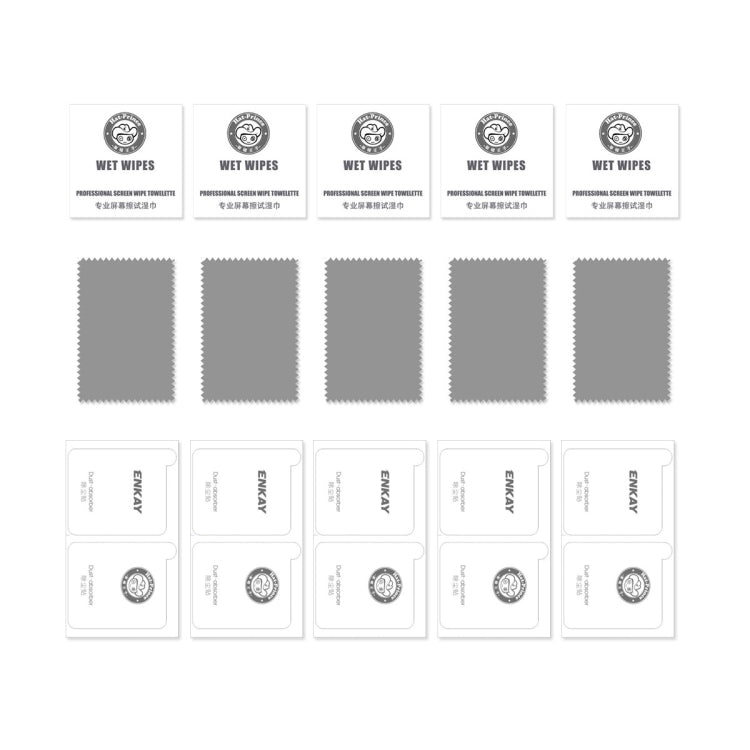 Protector de Pantalla iPhone 15 Enkay 0.26mm 9H 2.5D Vidrio Templado Aluminio Silicio (5PCs) - MOVILSTORE