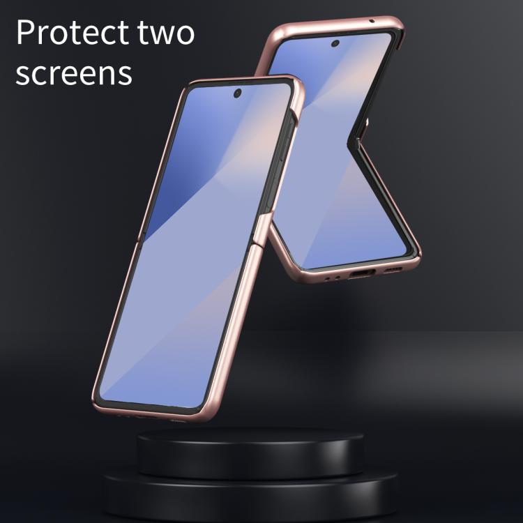 Funda de PC galvanizada con tacto suave y a prueba de golpes para Samsung Galaxy Z Flip7 5G (negra)