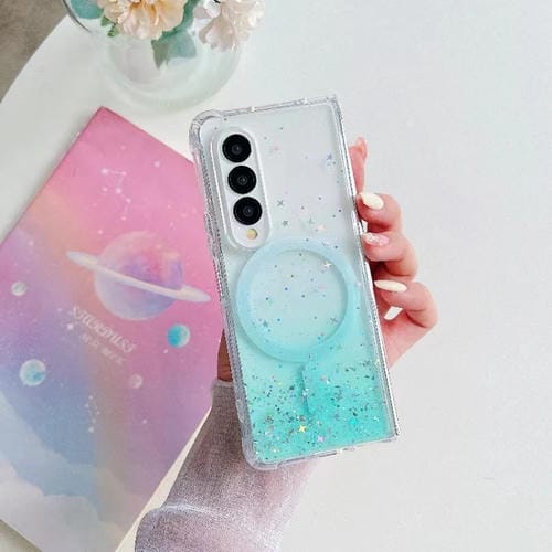 Funda Protectora para Teléfono Samsung Galaxy Z Fold3 Magsafe Glitter TPU (Verde)