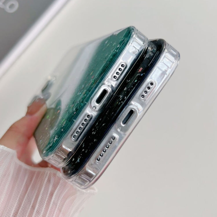 Funda híbrida de TPU transparente con purpurina MagSafe para iPhone 16e (rosa)