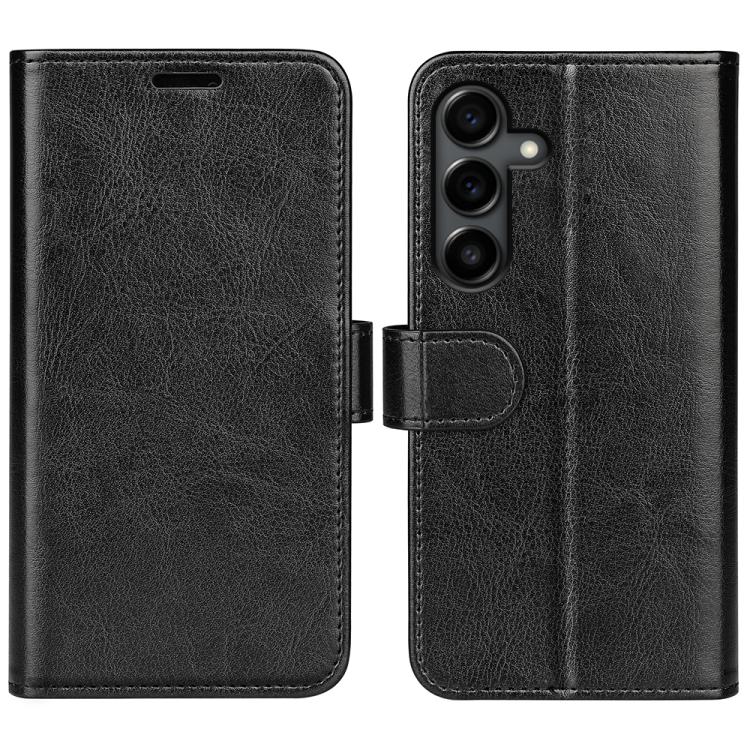 Funda de cuero con tapa horizontal y textura R64 para Samsung Galaxy S25 FE 5G (negro)