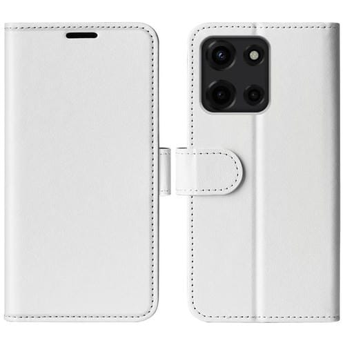 Funda de Cuero con Tapa Horizontal y Textura R64 para Motorola Moto G 5G (2025) (Blanca)