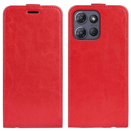 Funda de Cuero con Tapa Vertical y Textura para Motorola Moto G Power 2025 R64 (Rojo)