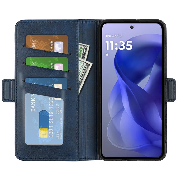 Funda de Cuero con Tapa Horizontal y Hebilla Magnética Doble Cara para Motorola Moto G Power 2025 (Azul Oscuro)
