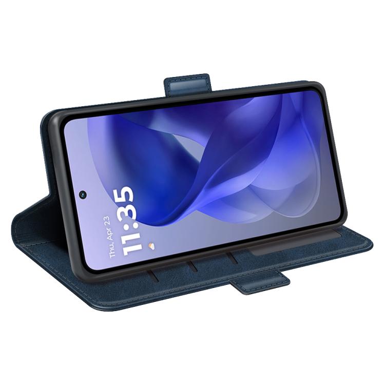 Funda de Cuero con Tapa Horizontal y Hebilla Magnética Doble Cara para Motorola Moto G Power 2025 (Azul Oscuro)