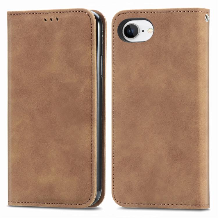 Funda de Cuero con Tapa Magnética para iPhone 16E (Marrón)