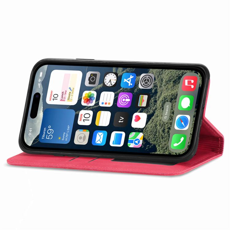 Funda de Cuero con Tapa Magnética para iPhone 16E (Rojo)