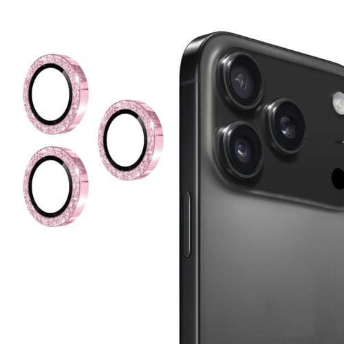 ENKAY Hat-Prince - Película de vidrio templado con purpurina para lente trasera de aleación de aluminio para iPhone 17 Pro/17 Pro Max (rosa)
