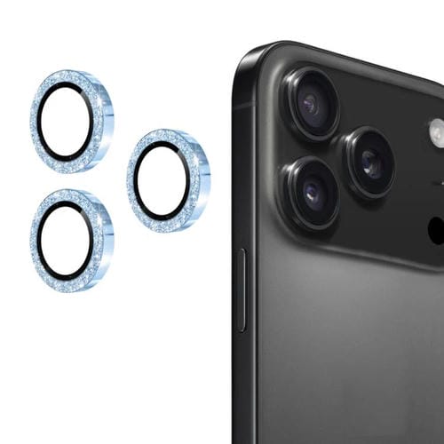 ENKAY Hat-Prince - Película de vidrio templado de aleación de aluminio con purpurina para iPhone 17 Pro/17 Pro Max (azul sierra)