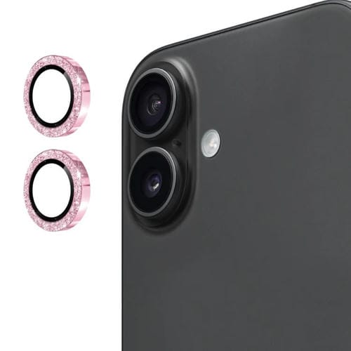 ENKAY Hat-Prince - Lente trasera con purpurina, película de vidrio templado de aleación de aluminio para iPhone 17 (rosa)