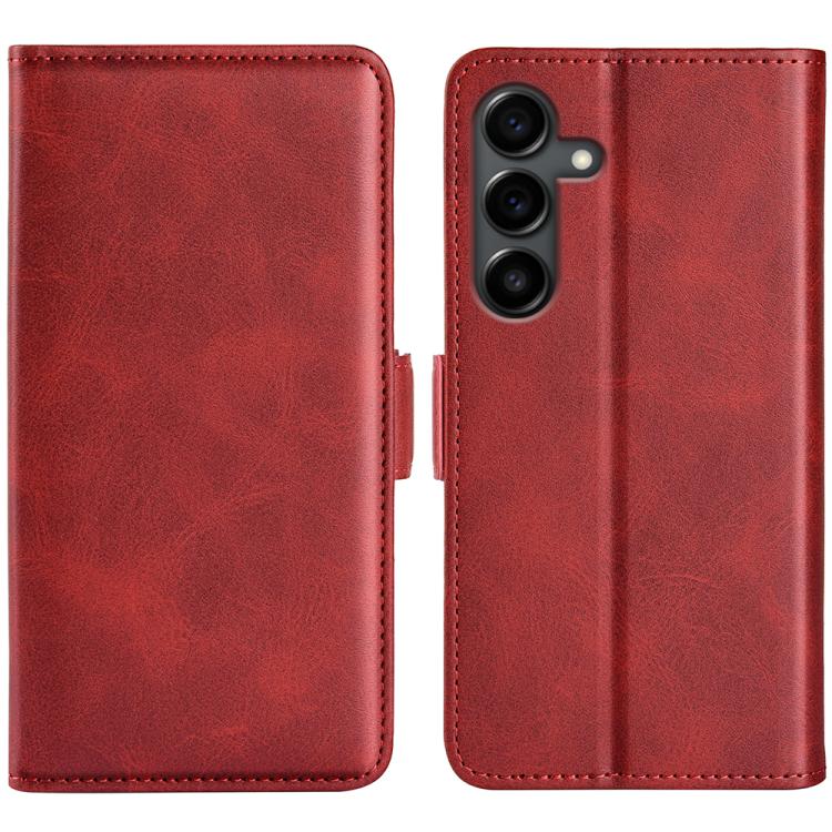 Funda de cuero con tapa horizontal y hebilla magnética de doble cara para Samsung Galaxy S25 FE 5G (roja)