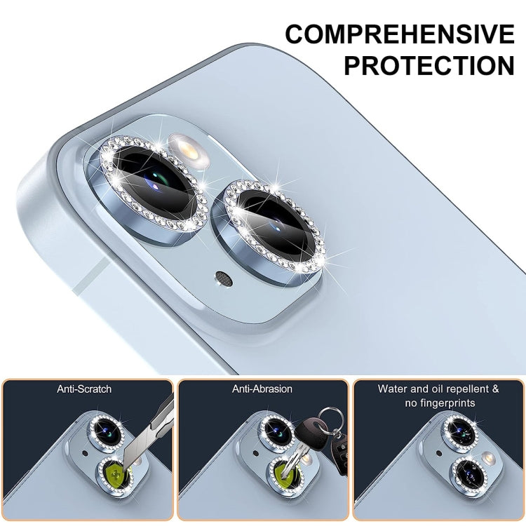 Película de vidrio Enkay para iPhone 15/15 Plus Lente de cámara con anillo de diamante antirreflectante (Negro) - MOVILSTORE