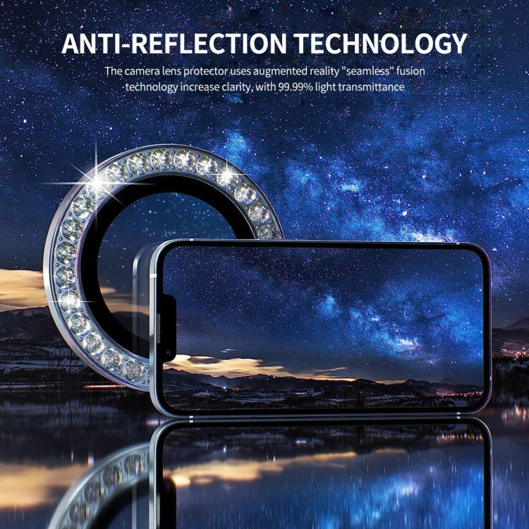 Película completa de vidrio Enkay para iPhone 15/15 Plus anillo de diamante Lente de cámara antirreflectante (Colorido) - MOVILSTORE