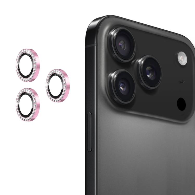ENKAY AR - Anillo de diamante individual antirreflejo para lente de cámara, película completa de cristal (rosa) para iPhone 17 Pro/17 Pro Max