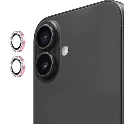 ENKAY AR - Lente de cámara con anillo de diamante individual antirreflejo, película completa de cristal para iPhone 17 (rosa)
